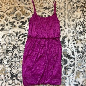Fuchsia lace mini dress